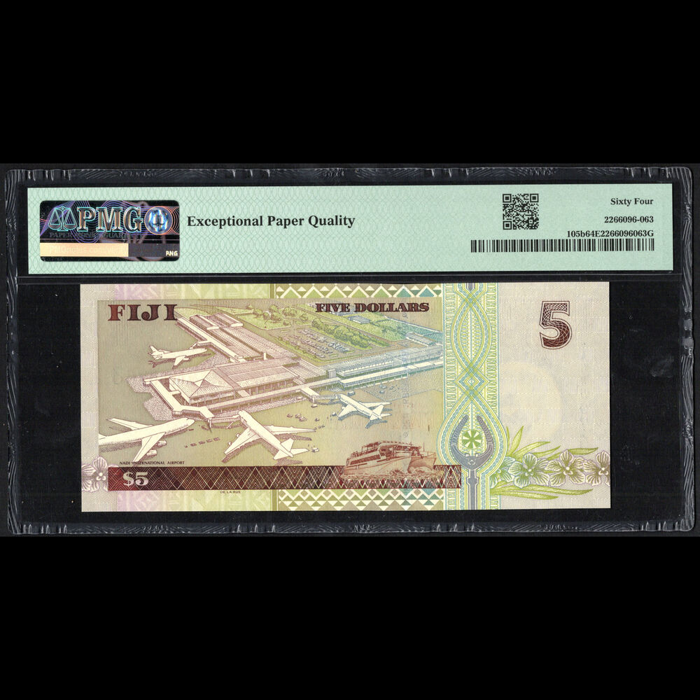 Fiji - 5 Dollars 2002 - Pick # 105b - PMG 64 EPQ