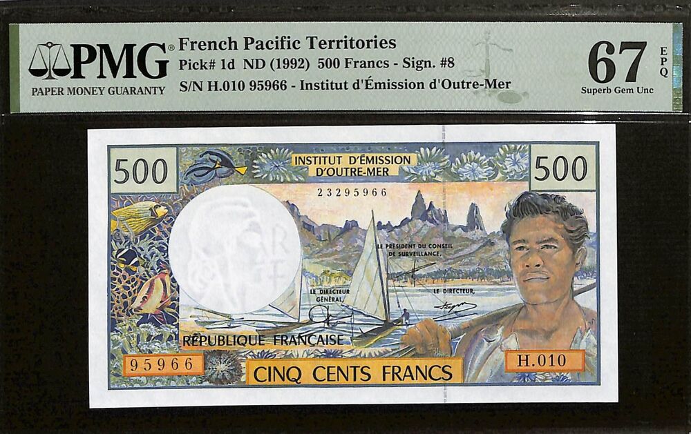 French Pacific Territories - 500 Francs ND (1992) - Pick # 1d - PMG 67 EPQ