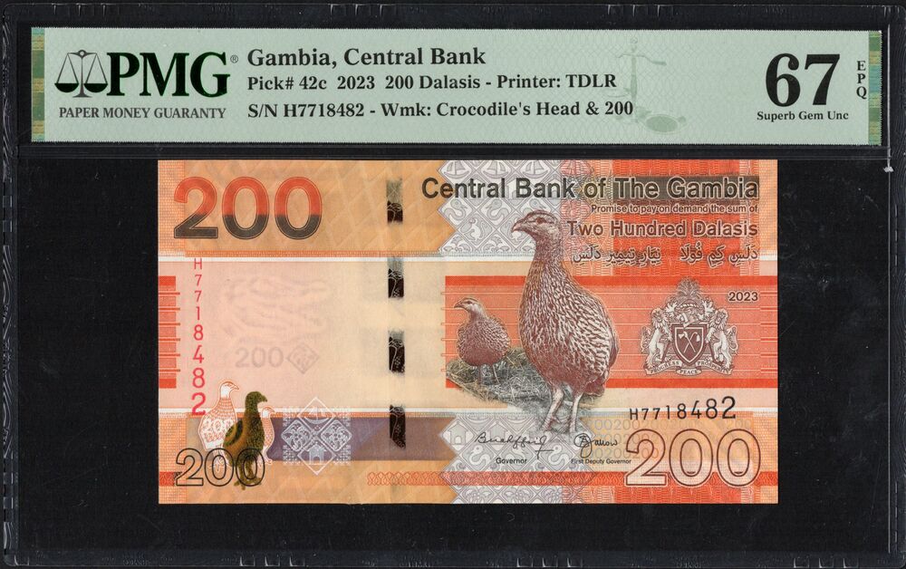 Gambia - 200 Dalasis 2023 - Pick # 42c - PMG 67 EPQ