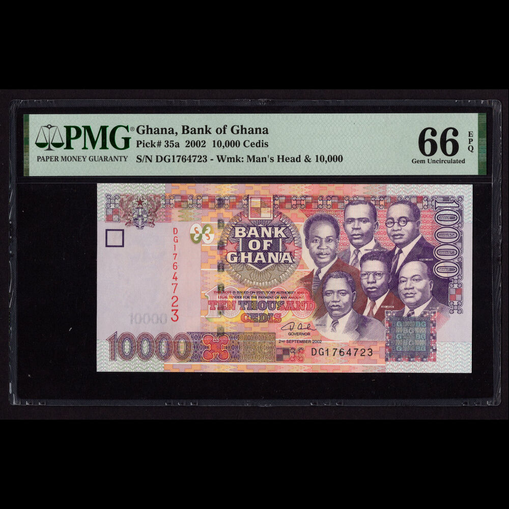 Ghana - 10.000 Cedis 2002 - Pick# 35a - PMG 66 EPQ