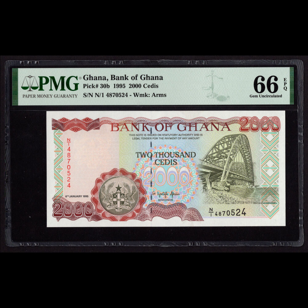 Ghana - 2000 Cedis 1995 - Pick# 30b - PMG 66 EPQ