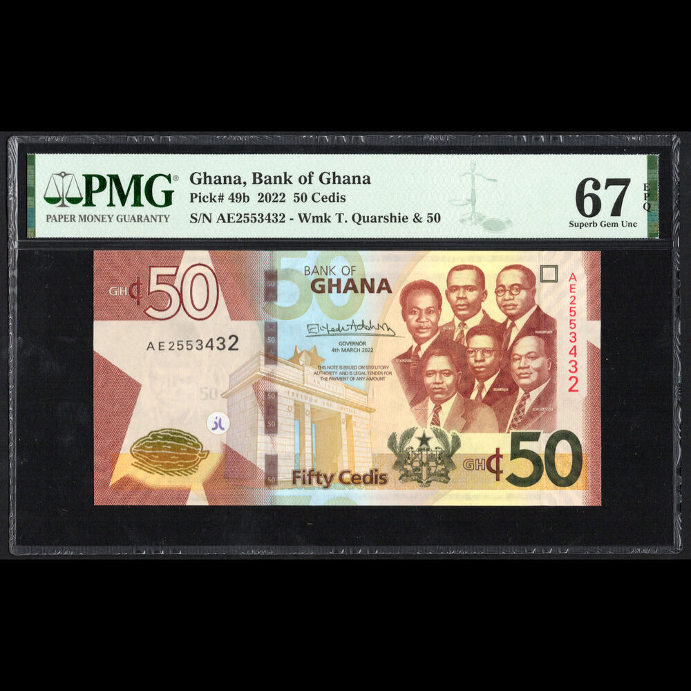 Ghana - 50 Cedis 2022 - Pick # 49b - PMG 67 EPQ