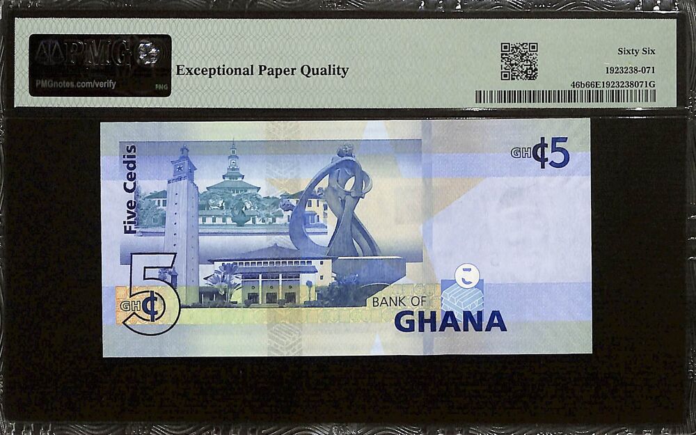 Ghana - 5 Cedis 2022 - Pick # 46b - PMG 66 EPQ