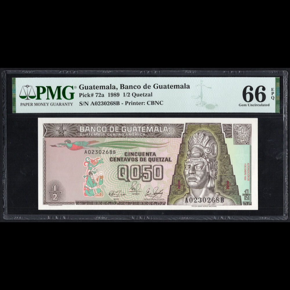 Guatemala - 1/2 Quetzal 1989 - Pick # 72a - PMG 66 EPQ