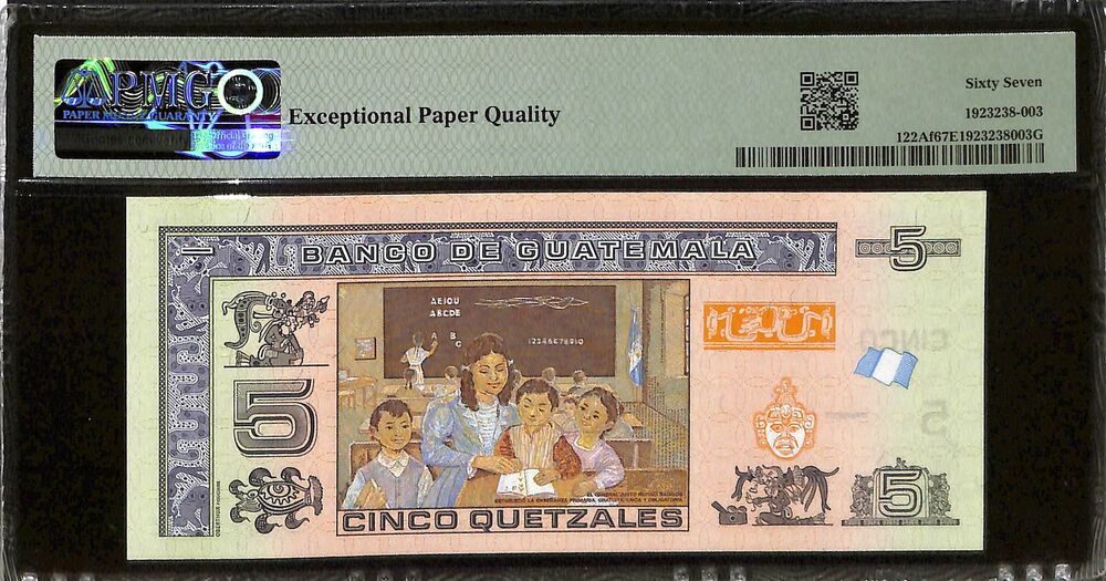 Guatemala - 5 Quetzales 2022 - Pick # 122Af - PMG 67 EPQ