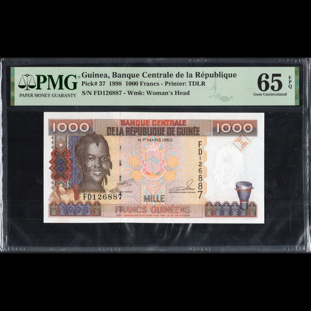 Guinea - 1.000 Francs 1998 - Pick # 37 - PMG 65 EPQ