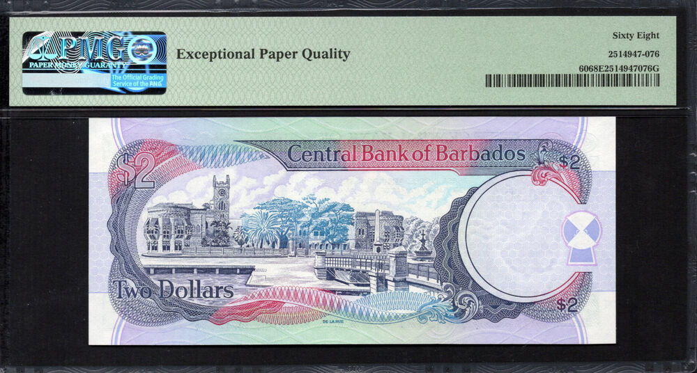 Barbados - 2 Dollars ND (2000) - Pick # 60 - PMG 68 EPQ