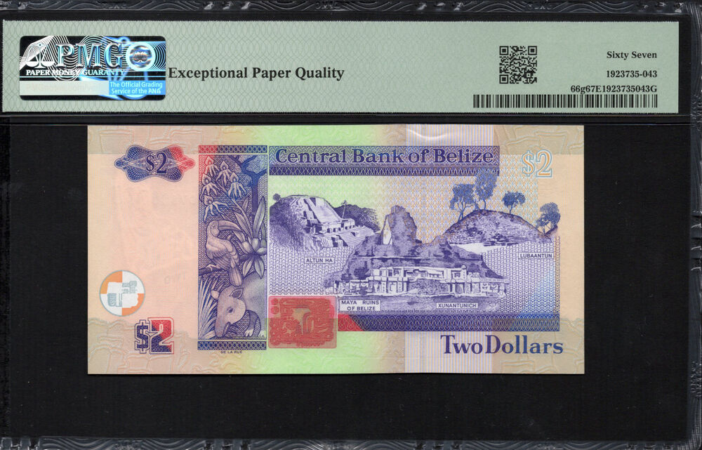 Belize - 2 Dollars 2021 - Pick # 66g - PMG 67 EPQ