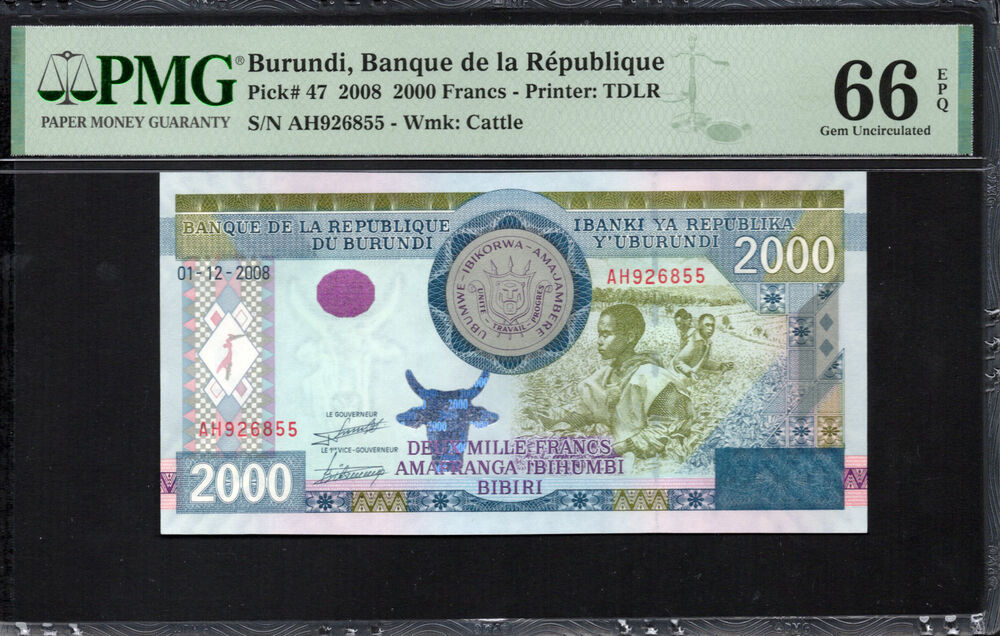 Burundi - 2000 Francs 2008 - Pick # 47 - PMG 66 EPQ