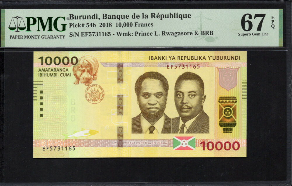 Burundi - 10.000 Francs 2018 - Pick # 54b - PMG 67 EPQ