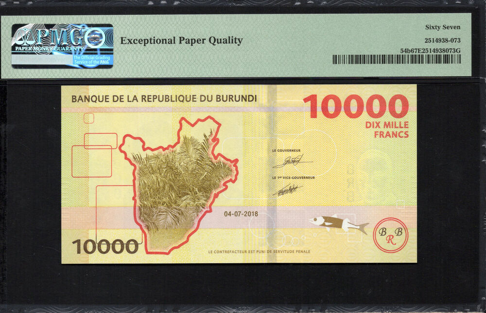 Burundi - 10.000 Francs 2018 - Pick # 54b - PMG 67 EPQ