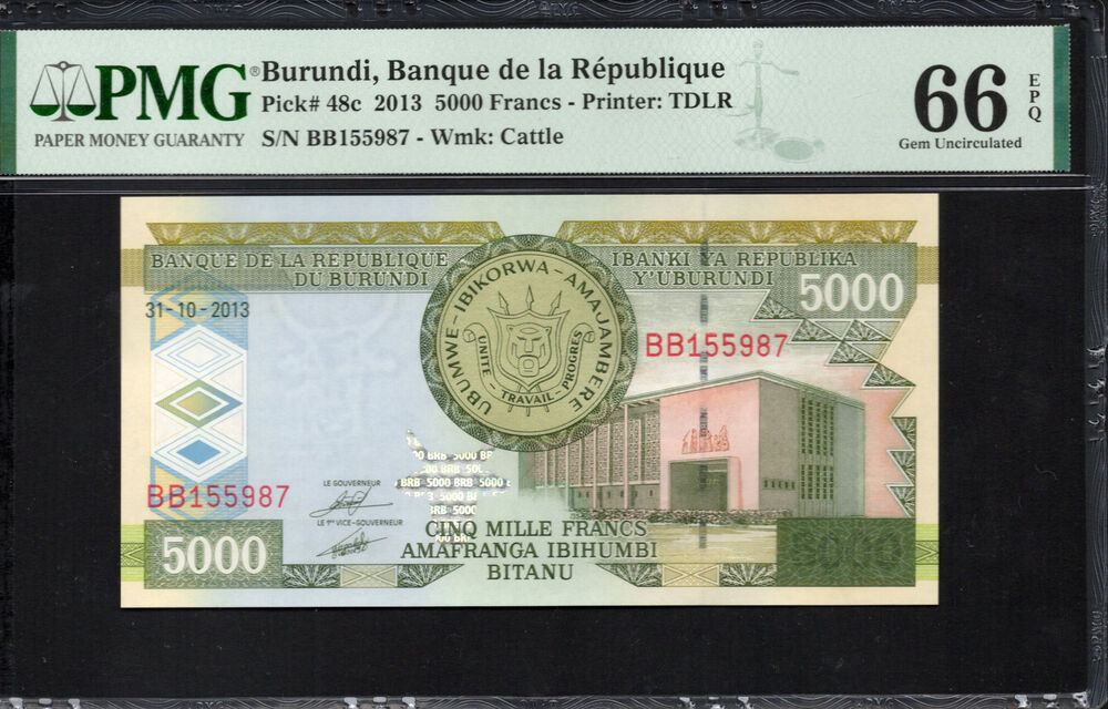 Burundi - 5000 Francs 2013 - Pick # 48c - PMG 66 EPQ