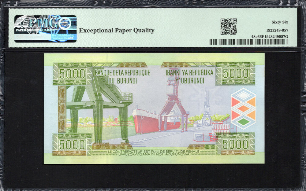 Burundi - 5000 Francs 2013 - Pick # 48c - PMG 66 EPQ