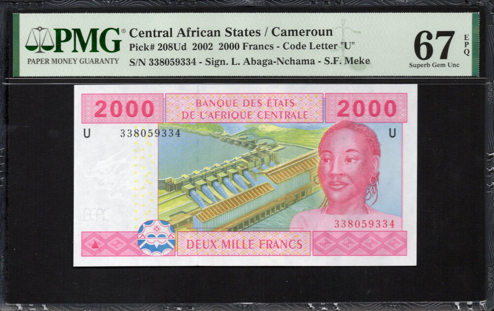 Central African States - Cameroun - 2000 Francs 2002 - Pick # 208Ud - PMG 67 EPQ