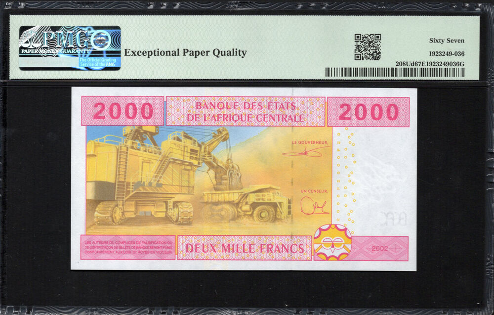 Central African States - Cameroun - 2000 Francs 2002 - Pick # 208Ud - PMG 67 EPQ
