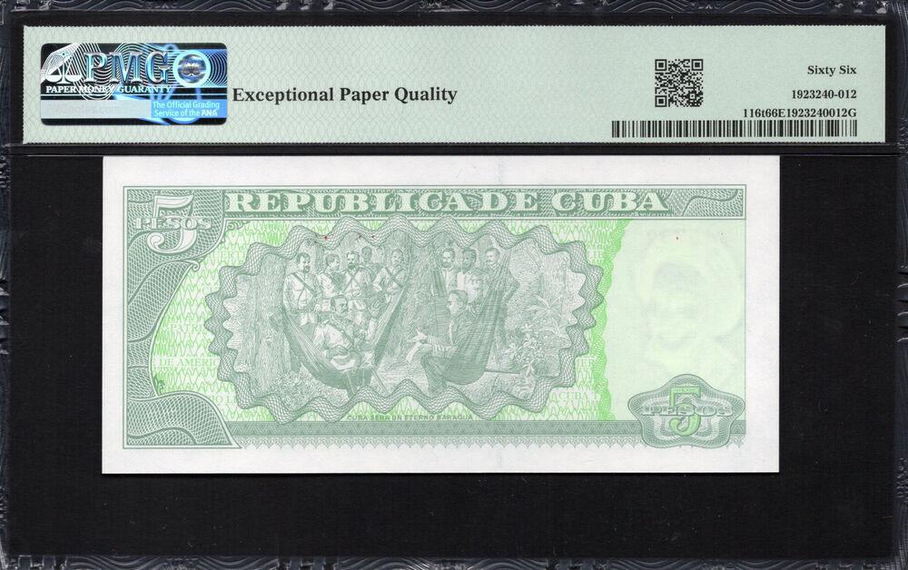 Cuba - 5 Pesos 2019 - Pick # 116t - PMG 66 EPQ