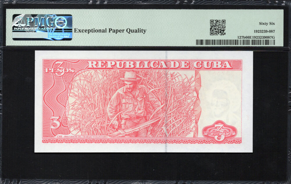 Cuba - 3 Pesos 2005 - Pick # 127b - PMG 66 EPQ