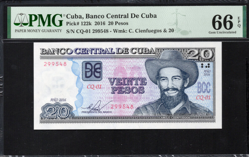 Cuba - 20 Pesos 2016 - Pick # 122k - PMG 66 EPQ