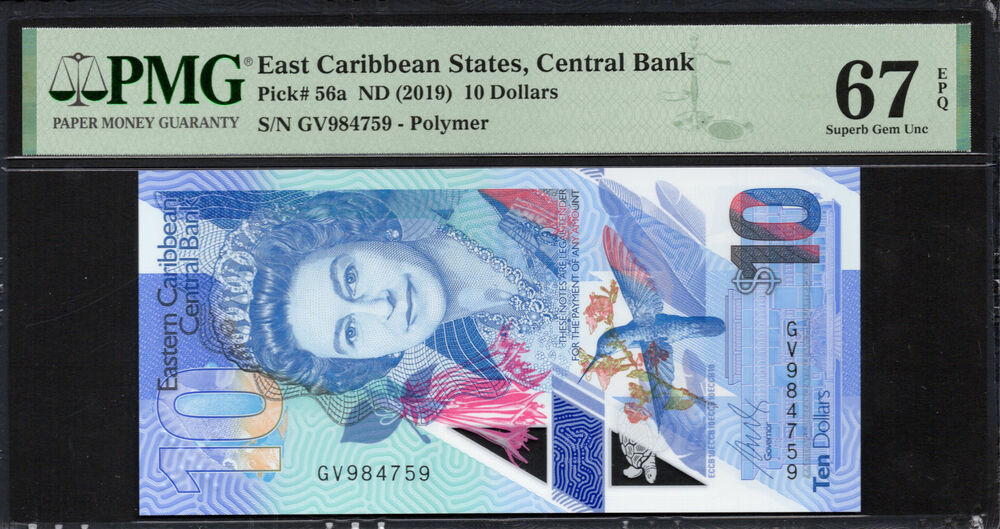 East Carribean States - 10 Dollars ND (2019) - Pick # 56a - PMG 67 EPQ
