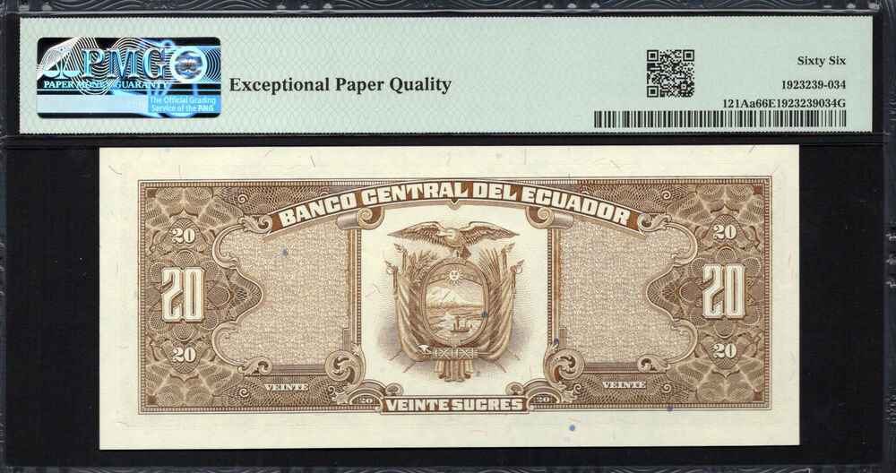 Ecuador - 20 Sucres 1986-88 - Pick- 121Aa - PMG 66 EPQ