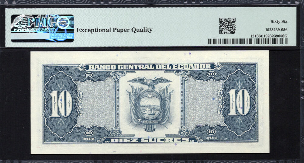 Ecuador - 10 Sucres 1986-88 - Pick # 121 - PMG 66 EPQ
