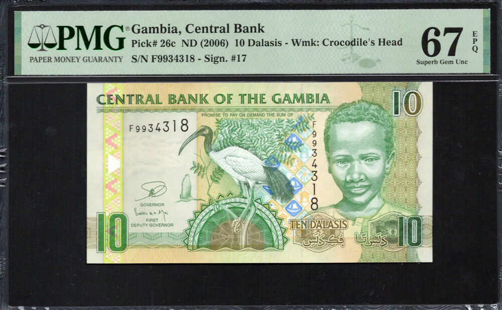 Gambia - 10 Dalasis ND (2006) - Pick # 26c - PMG 67 EPQ