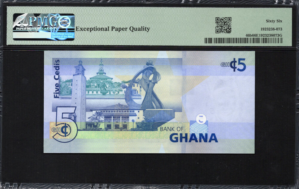 Ghana - 5 Cedis 2022 - Pick # 46b - PMG 66 EPQ