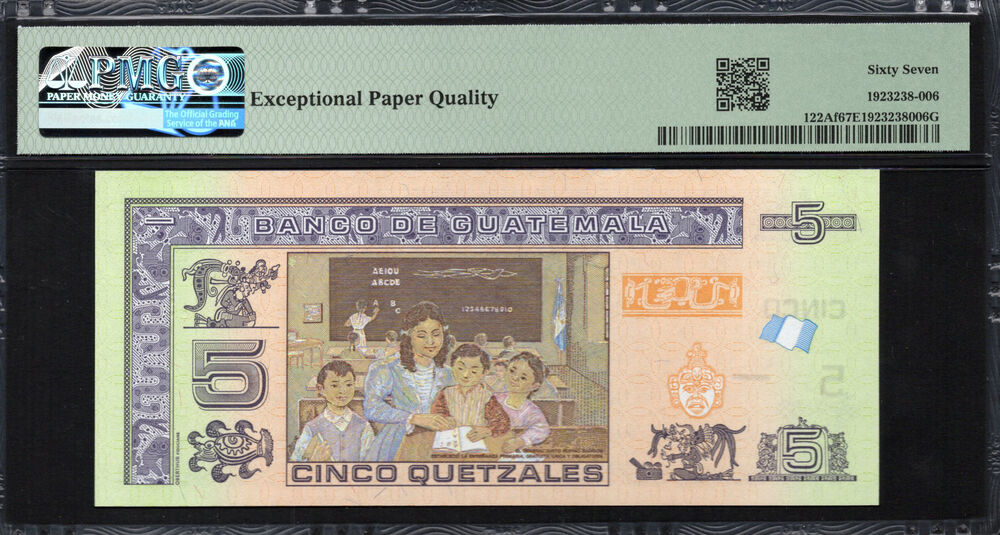 Guatemala - 5 Quetzales 2022 - Pick # 122Af - PMG 67 EPQ