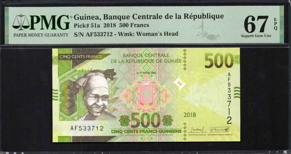 Guinea - 500 Francs 2018 - Pick # 51a - PMG 67 EPQ