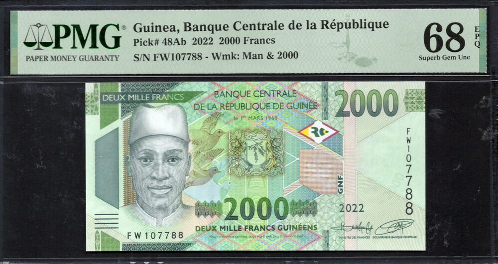 Guinea - 2000 Francs 2022 - Pick # 48Ab - PMG 68 EPQ