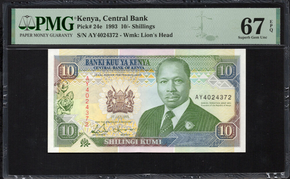 Kenya - 10 Shillings 1993 - Pick # 24e - PMG 67 EPQ