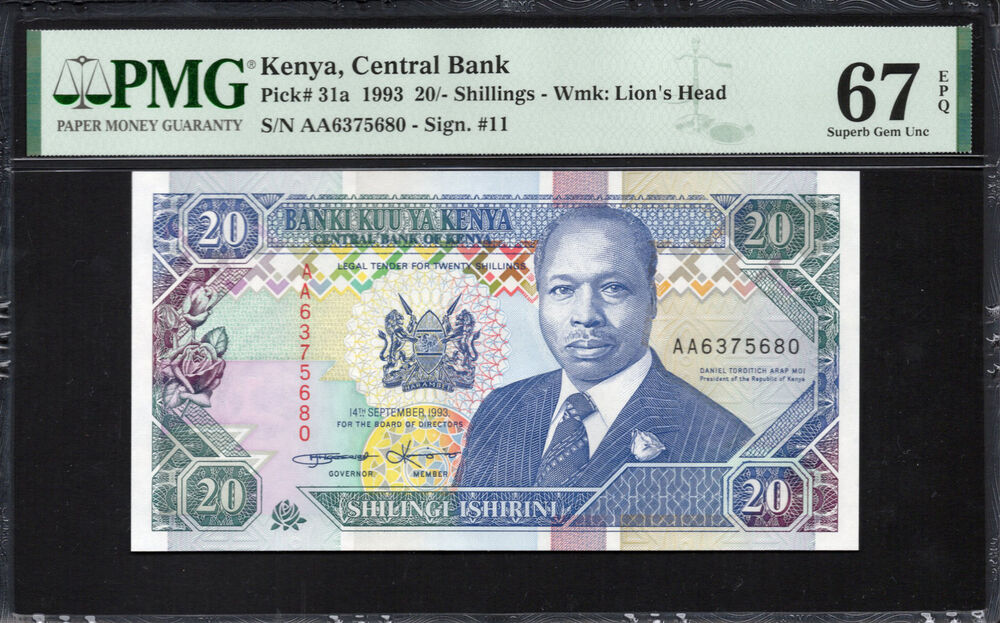 Kenya - 20 Shillings 1993 - Pick # 31a - PMG 67 EPQ