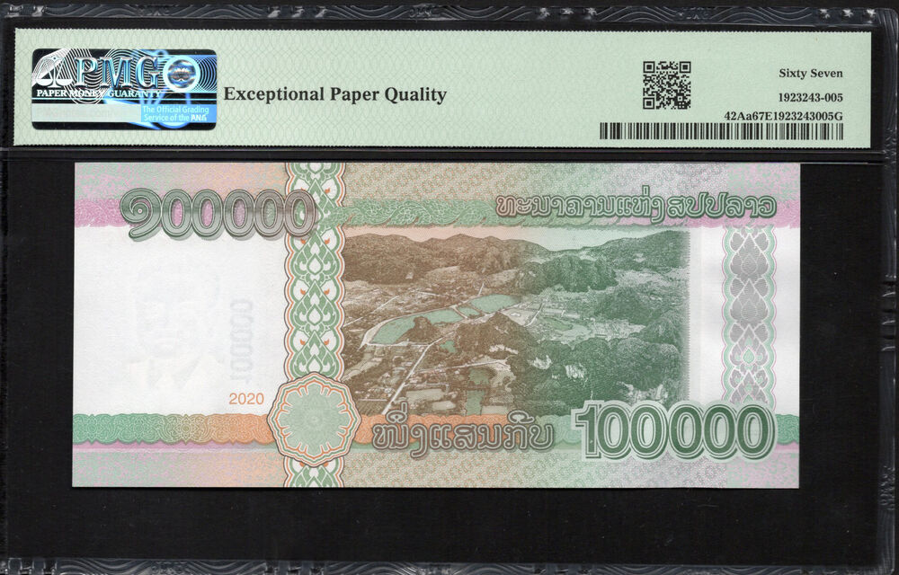 Laos - 100.000 Kip 2020 - Pick # 42Aa - PMG 67 EPQ