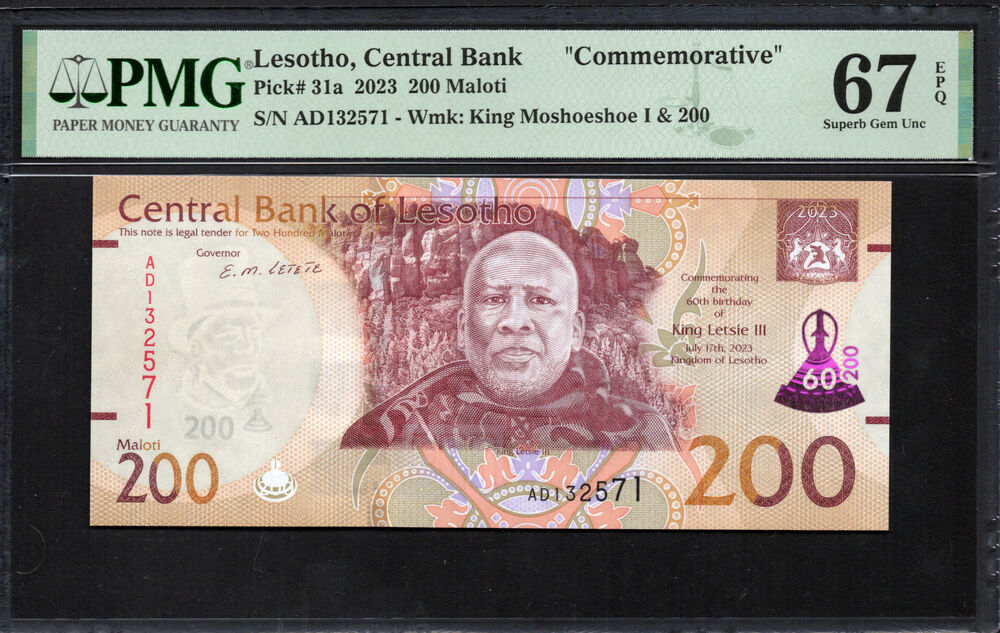 Lesotho - 200 Maloti 2023 - Pick # 31a - COMMEMORATIVE - PMG 67 EPQ