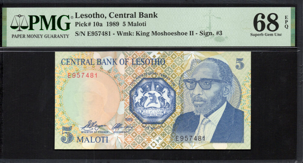 Lesotho - 5 Maloti 1989 - Pick # 10a - PMG 68 EPQ