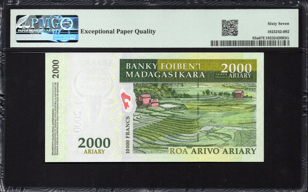 Madagascar - 2000 Ariary 2007 - Pick # 93a - COMMEMORATIVE - PMG 67 EPQ