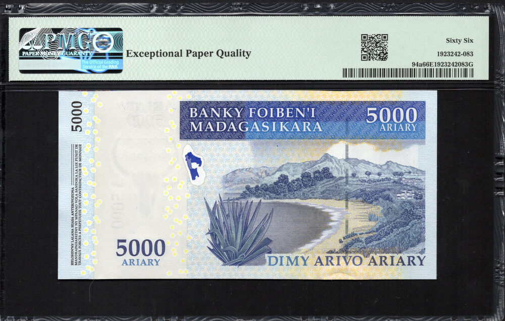 Madagascar - 5000 Ariary 2007 (ND 2008) - Pick # 94a - COMMEMORATIVE - PMG 66 EPQ