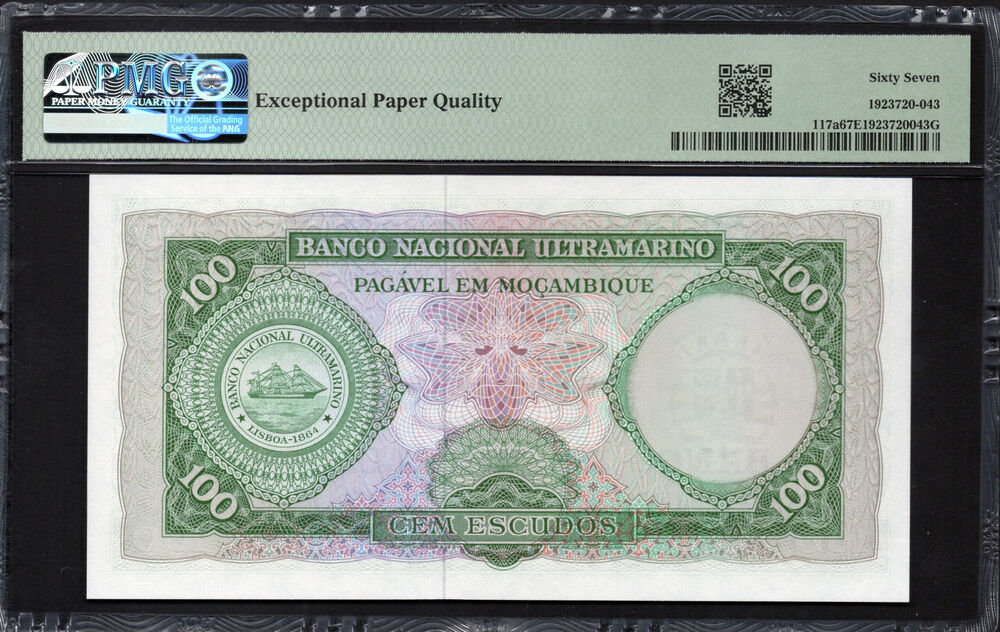 Mozambique - 100 Escudos 1961 (ND 1976) -  Pick # 117a - PMG 67 EPQ