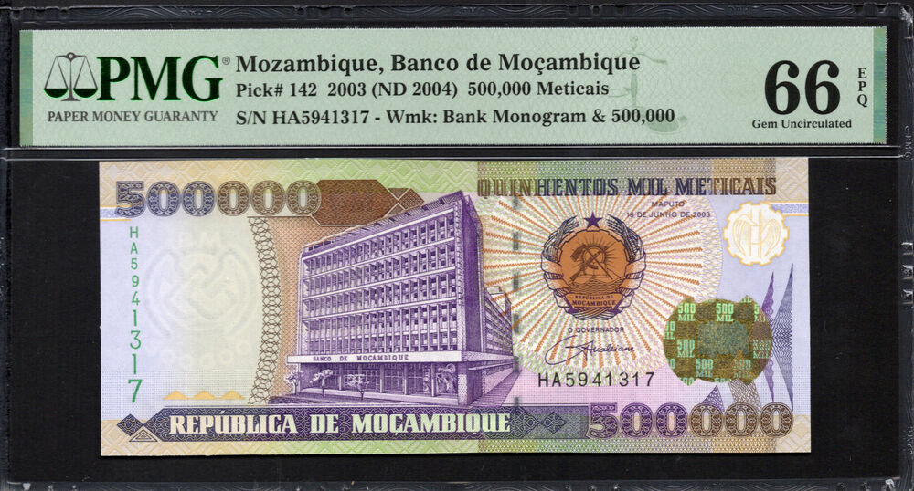 Mozambique - 500.000 Meticais 2003 (ND 2004) - Pick # 142 - PMG 66 EPQ