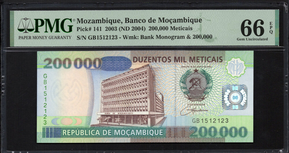Mozambique - 200.000 Meticais 2003 (ND 2004) - Pick # 141 - PMG 66 EPQ