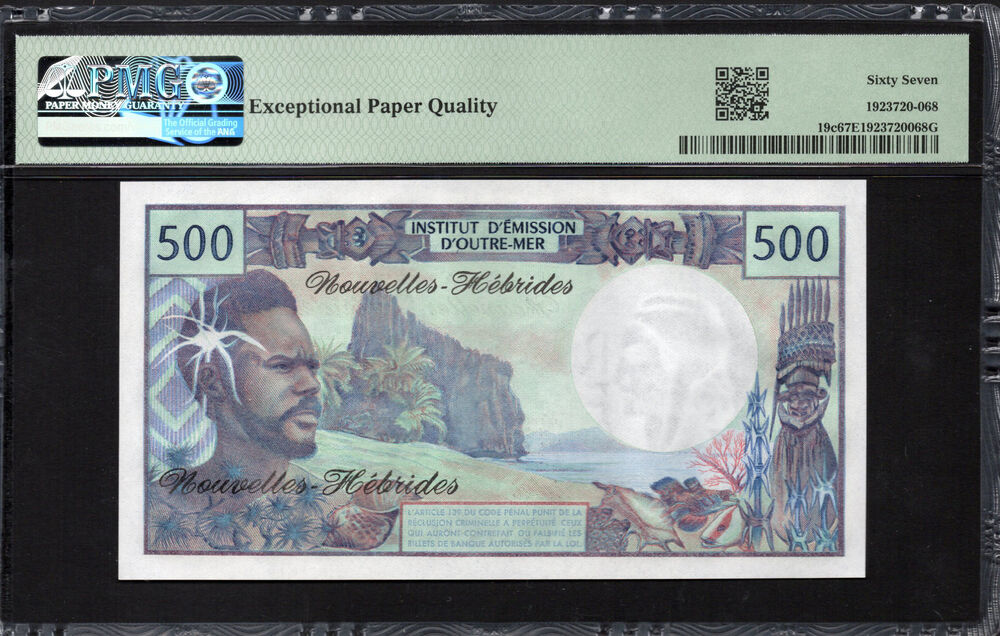 New Hebrides - 500 Francs ND (1979) - Pick # 19c - PMG 67 EPQ