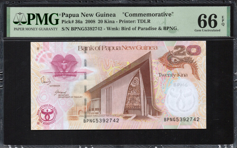 Papua New Guinea - 20 Kina 2008 - Pick # 36a - COMMEMORATIVE - PMG 66 EPQ
