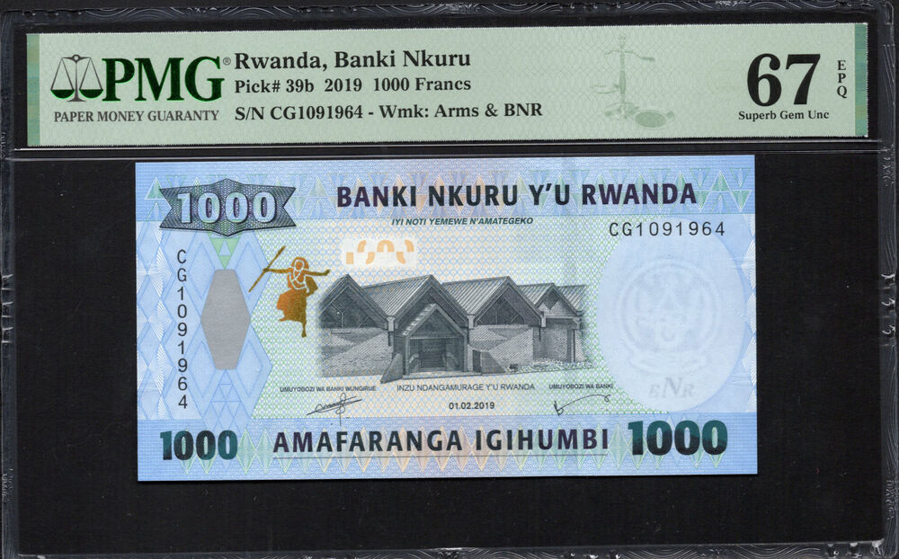 Rwanda - 1000 Francs 2019 - Pick # 39b - PMG 67 EPQ