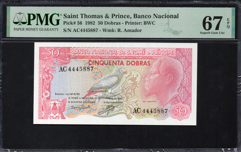 Saint Thomas And Prince - 50 Dobras 1982 - Pick # 56 - PMG 67 EPQ