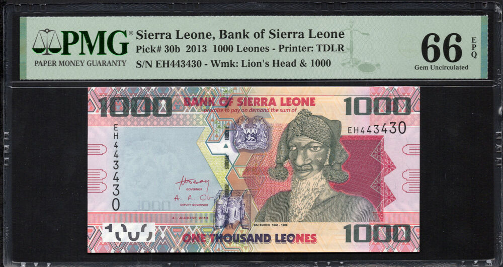 Sierra Leone - 1000 Leones 2013 - Pick # 30b - PMG 66 EPQ