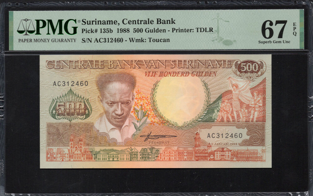 Suriname - 500 Gulden 1988 - Pick # 135b - PMG 67 EPQ