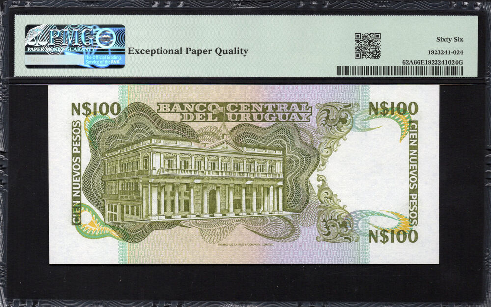 Uruguay - 100 Nuevos Pesos ND (1987) - Pick # 62A - PMG 66 EPQ