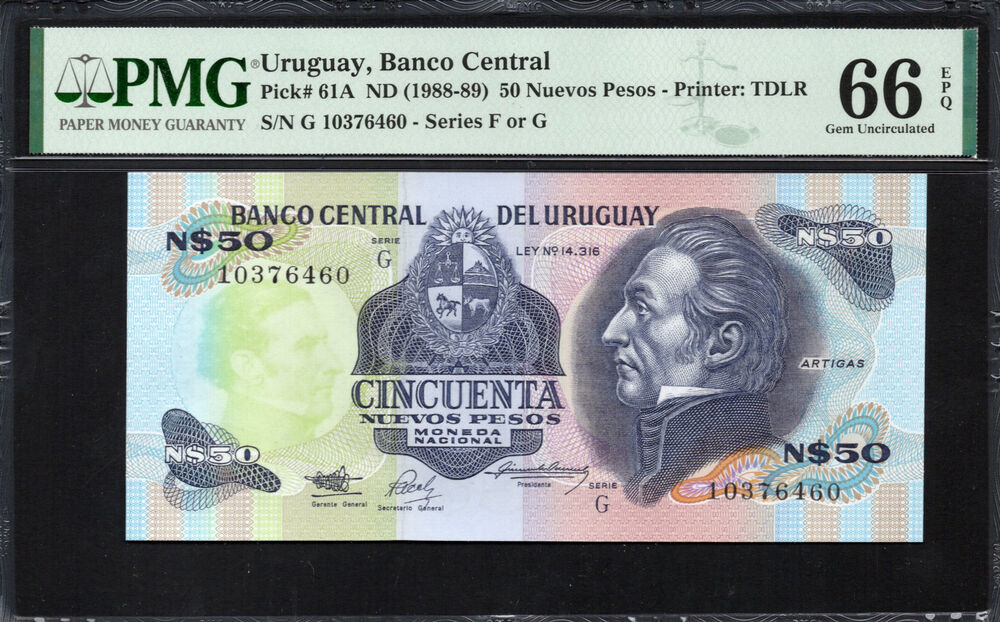 Uruguay - 50 Nuevos Pesos ND (1988-89) - Pick- 61a - PMG 66 EPQ