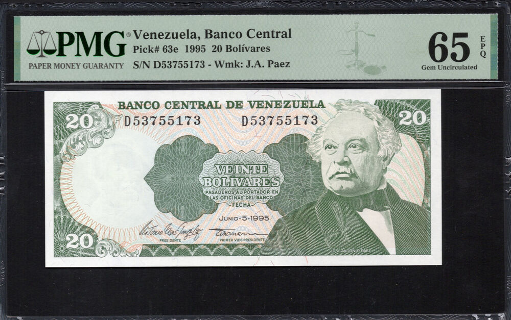Venezuela - 20 Bolivares 1995 - Pick # 63e - PMG 65 EPQ