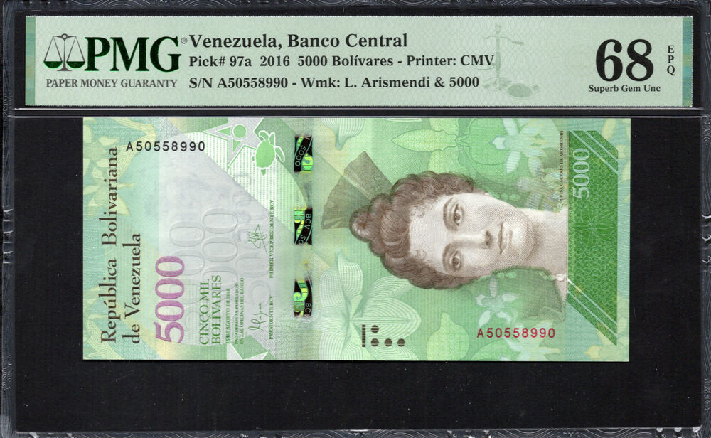 Venezuela - 5000 Bolivares 2016 - Pick # 97a - PMG 68 EPQ